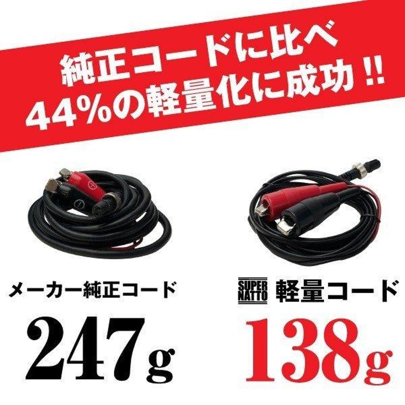 電動リール用 軽量電源コード ダイワ シマノ 対応 全長2.2m 2芯タイプ