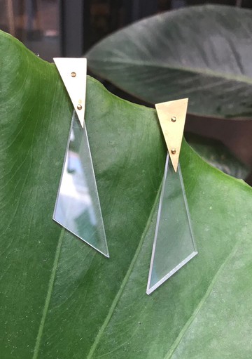 閃亮亮三角黃銅耳環