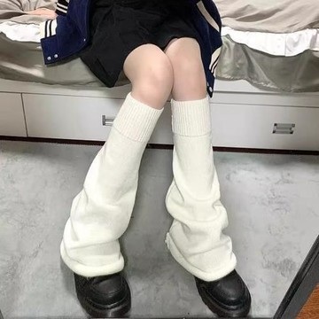 夏天薄款防曬腿套堆堆襪套女白色可愛日系千禧辣妹jk闊腿針織長筒