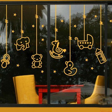 幼兒園早教中心 裝飾墻貼紙母嬰兒童服裝店玩具店 玻璃貼 窗貼1入