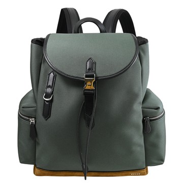 BALLY 6303155 CHIFORD 經典帆布翻蓋束口後背包.藍綠
