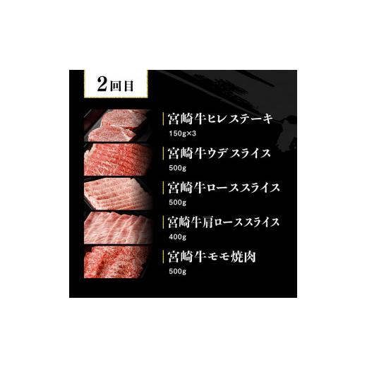 ふるさと納税 宮崎県 川南町 ※令和6年2月より発送開始※宮崎牛３ヶ月定期便Ｄ‐２(ヒレステーキ／ウデ焼肉／ロース焼肉／肩ローススライス／モモス…