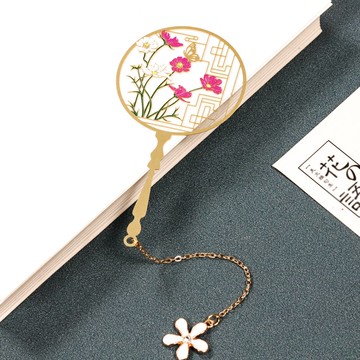康乃馨母親節書簽故宮黃銅金屬古風中國風向日葵植物團扇書簽刻字定制小清新文創禮品