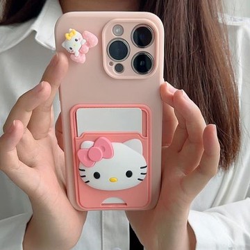 創意旋轉KT貓三星s24手機殼s22+保護套s21plus插卡包s9卡槽s10零錢包s8可愛note10pro簡約s23卡套note20ultra