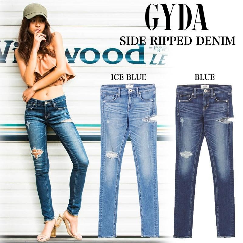 GYDA ジェイダ SIDE RIPPED スキニーデニムパンツ /072112490801 ...