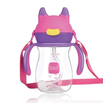 b&h TRITAN 鴨嘴360度防漏雙柄兒童學習杯240 毫升 (紫色)