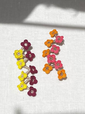 原創手作折疊小花耳釘單只