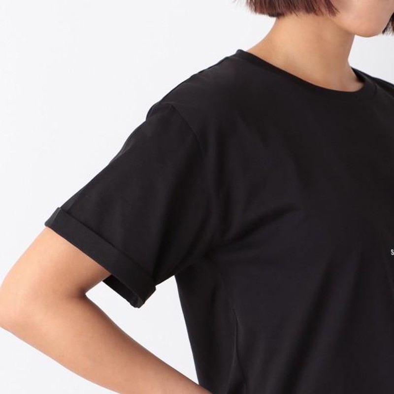 返品OK】サンローランパリ Tシャツ トップス ロゴ ブラック レディース