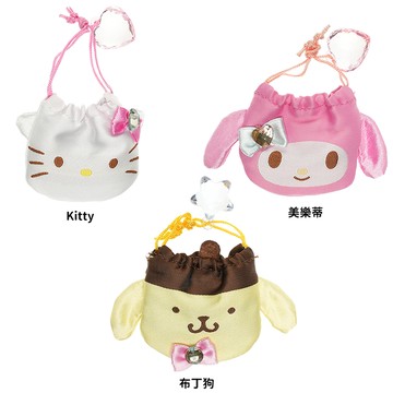 日本進口HELLO KITTY凱蒂貓美樂蒂布丁狗水晶御守福袋飾品首飾收納束口袋 104639【小品館】