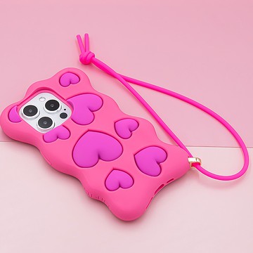 【Candies】iPhone 15 系列 - Happy & Free愛心手機殼 桃粉 新年