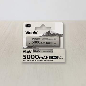 Vinnic 3.6v 5000mAh 21700 可充電鋰電池