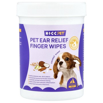 HICC Pet, 寵物潔耳手指溼巾，貓狗專用，椰香，50 張