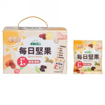 統一生機 每日堅果 隨身包x1盒 (25g*16包/盒)｜一天一包 低溫烘焙 無調味綜合堅果 辦公室健康零食 孕婦長輩推薦