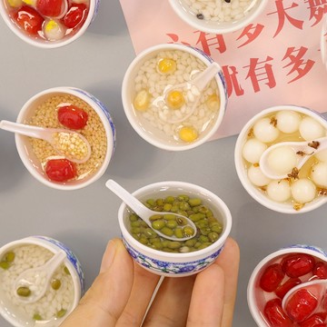 現貨 隔日配 冰箱貼 創意 仿真 糖水 diy 迷你小碗 甜點磁鐵 個性食玩 綠豆湯圓磁力貼 庫柏醬萌選