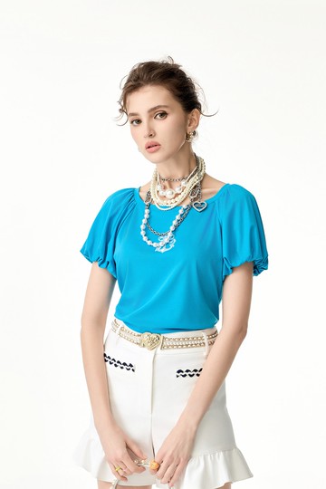 量感袖造型T恤上衣