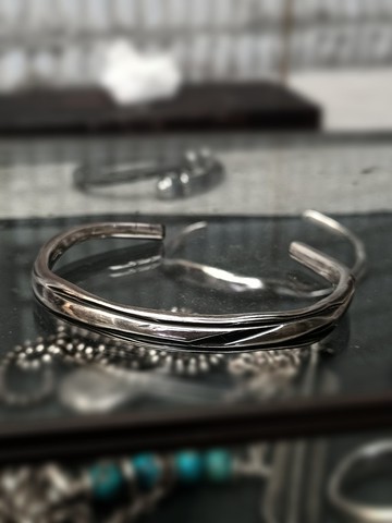 流線紋路純銀手環