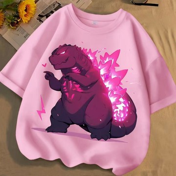 🔥臺灣出貨🔥哥吉拉 t恤 哥吉拉衣服 可愛哥斯拉寶寶春夏季男女款 中大兒童純色短袖純棉圓領寬鬆T恤潮流 短袖T恤
