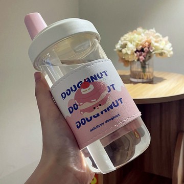 【臺灣出貨】防摔塑料吸管水杯女男學生韓版杯子ins高顏值便攜可愛粗管奶茶杯