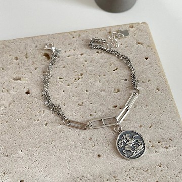 [全純銀.手鍊] 皇室女王頭側身鏈手鏈【UME】洗手可戴 手鏈/手環/銀手鍊/S925純銀手鏈