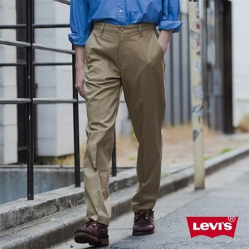 Levis 男款 微正裝卡其直筒休閒褲 / 彈性布料 卡其