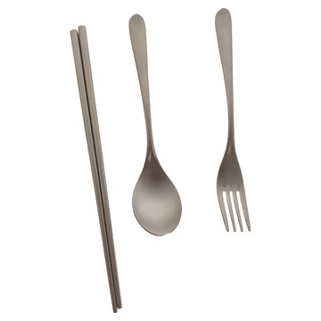 TEMPEST 純鈦餐具 義式款3件組  筷子 + 叉子 + 湯匙  單色  1組
