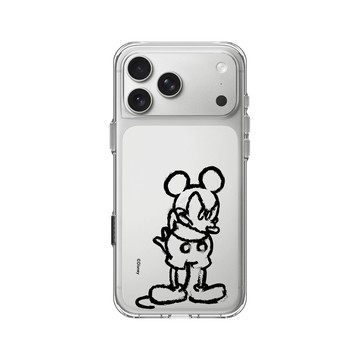 iPhone 17 Pro Max Clear Case（相機按鈕） 透明 - 迪士尼-米奇 Mickey - 黑標款-米奇蠟筆風格