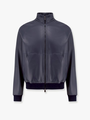 Leather jacket with knitted profiles - CORNELIANI - gender_Man