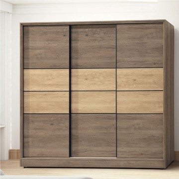 【文創集】皮特肯雙色7.5尺推門衣櫃-224x60x197cm免組