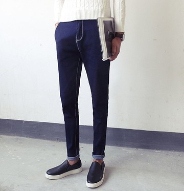 韓國 原色 刷單 線條 復古 丹寧褲 地下室 余文樂