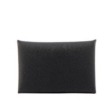 HERMES Calvi Epsom皮釦式名片/卡片夾(黑色)