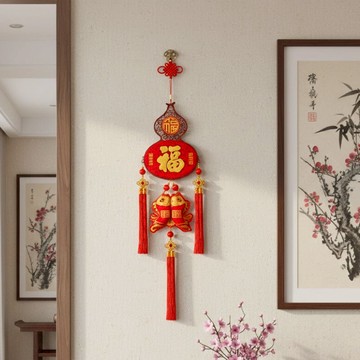 富貴雙魚納福聚財葫蘆掛件吊飾 木質葫蘆掛件
