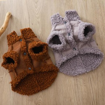 狗狗衣服秋冬季新款潮流帥氣寵物泰迪可牽引加厚保暖防寒毛領外套