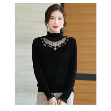 黑色毛衣女短款顯瘦秋冬季新款時尚內搭天鵝絨保暖打底針織衫大碼