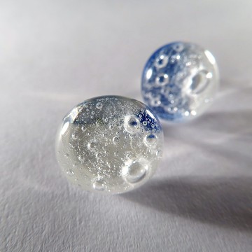 湛藍泡泡琉璃耳環