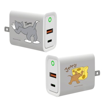 【正版授權】湯姆貓與傑利鼠偷偷觀察USB3.0+PD20W雙孔充電器