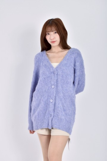 (F) vis質感羊毛排扣藍色外套