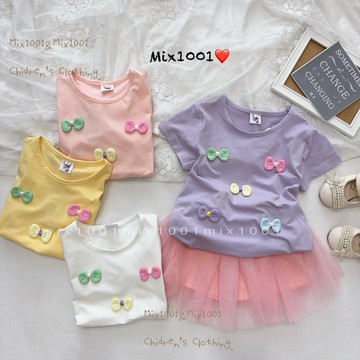 🌈✨mix1001彩色立體蝴蝶結上衣✨兒童蝴蝶結造型上衣 5-17
