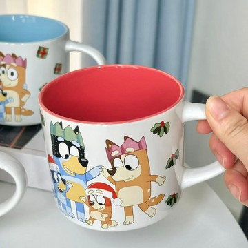 卡通水杯陶瓷杯布魯伊聖誕馬克杯可愛牛奶杯家用杯子咖啡杯早餐杯