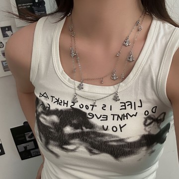 【台灣公司 可打統編】免運 冷淡風雙層疊戴流蘇項鏈鳶尾花項鏈氣質時尚輕奢高級感鎖骨鏈飾品 可開發票 全館五折 工廠現貨直銷 新品特價 z9211