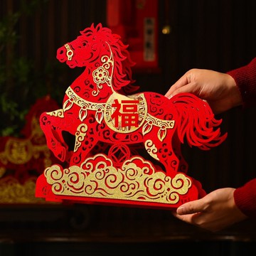 臺灣出貨🚀全網最低價🚀2026新款馬年創意生肖立體桌面擺件春節過年客廳佈置裝飾福字掛飾