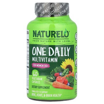 NATURELO, 50 歲以上女性每日一次多維生素，60 粒素食膠囊