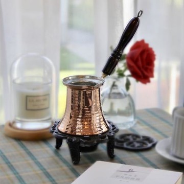 土耳其進口純手工加厚紫銅手沖咖啡壺茶壺Cezve木柄防熱網紅歐式