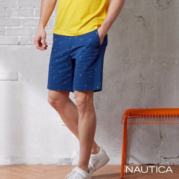 Nautica 男裝 帆船印花休閒短褲-藍色