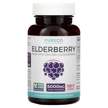 Pure Co., 接骨木果，5000 毫克，30 粒全素膠囊