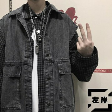 工裝牛仔馬甲背心寬鬆無袖馬夾外套日系復古【雲木雜貨】