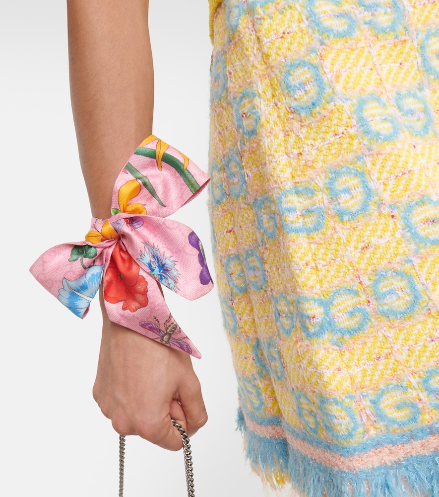 Gucci GG floral silk twill scarf