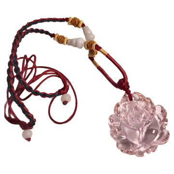 開元琉璃 開運陶源 粉晶玫瑰 招正緣 招好人緣 貴人運 琉璃項鍊  項墜直徑4cm  粉紅色