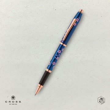 【CROSS】新世紀櫻花系列 亮藍漆鍍金鋼珠筆(原廠正貨)