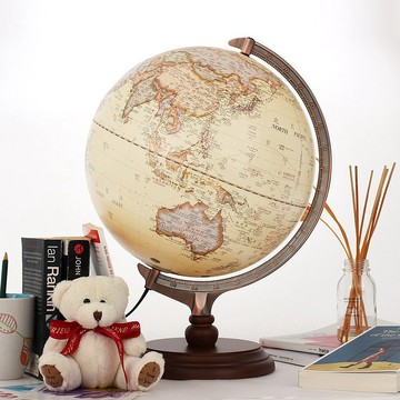 #AR互動款 Skyglobe 12吋古典仿古木質地球儀(中英文對照)(附燈)