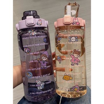 夏季超大容量運動健身刻度吸管杯手提戶外旅行成人學生宿舍喝水壺